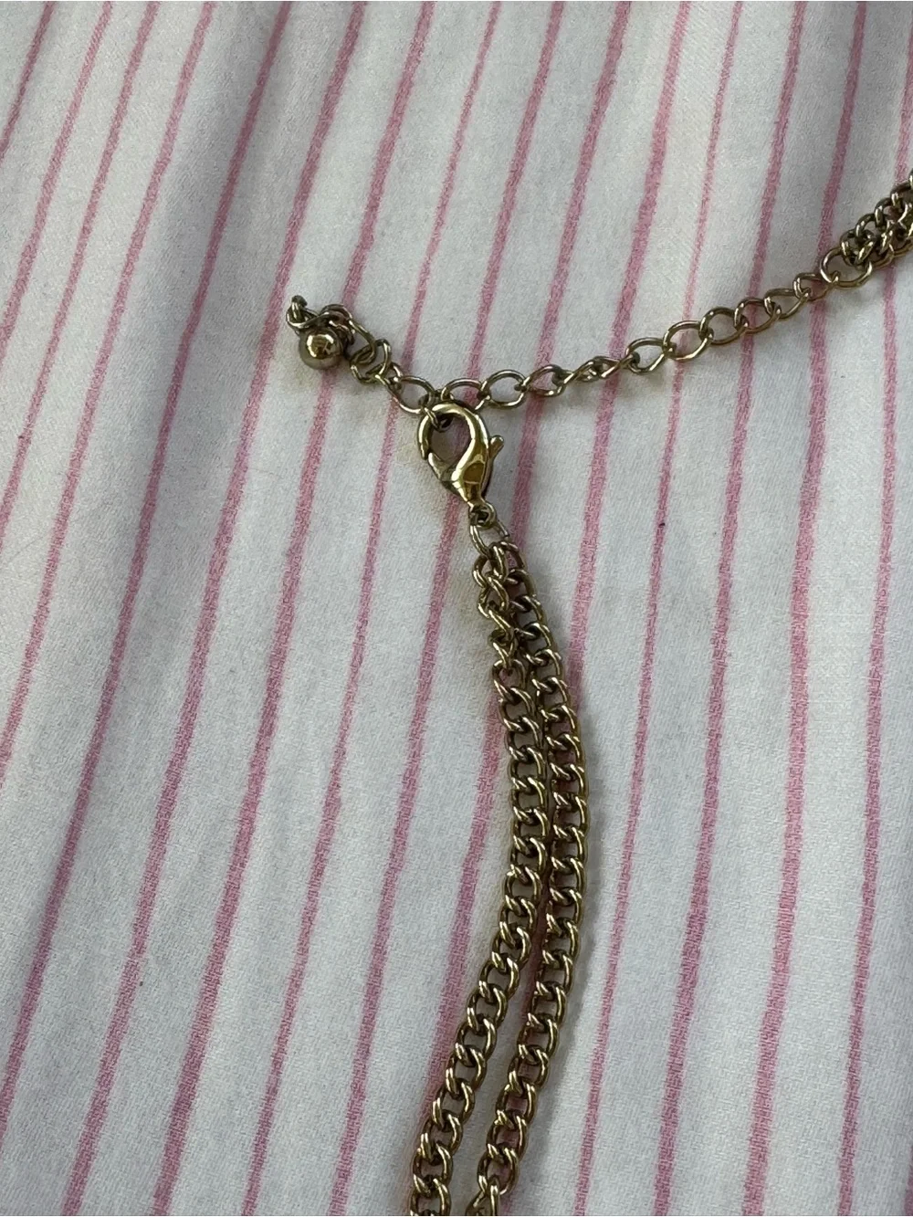 Gold-Tone Multi-Strand Pearl & Chain Necklace with Floral Accent, GUC